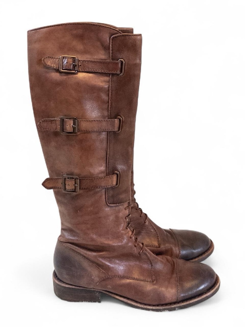 Vince Camuto Brown Leather Buckle Boots – Size 9B